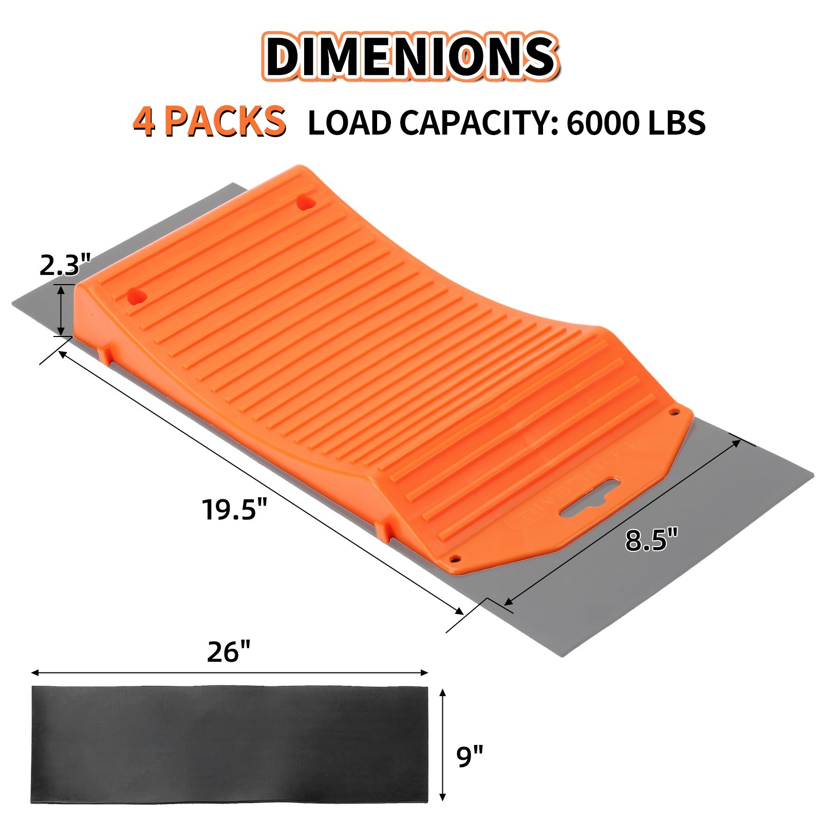 4-Pack Tire Saver Ramps, with Anti-Slip Pads and Carry Bag, Tire Protector Ramps