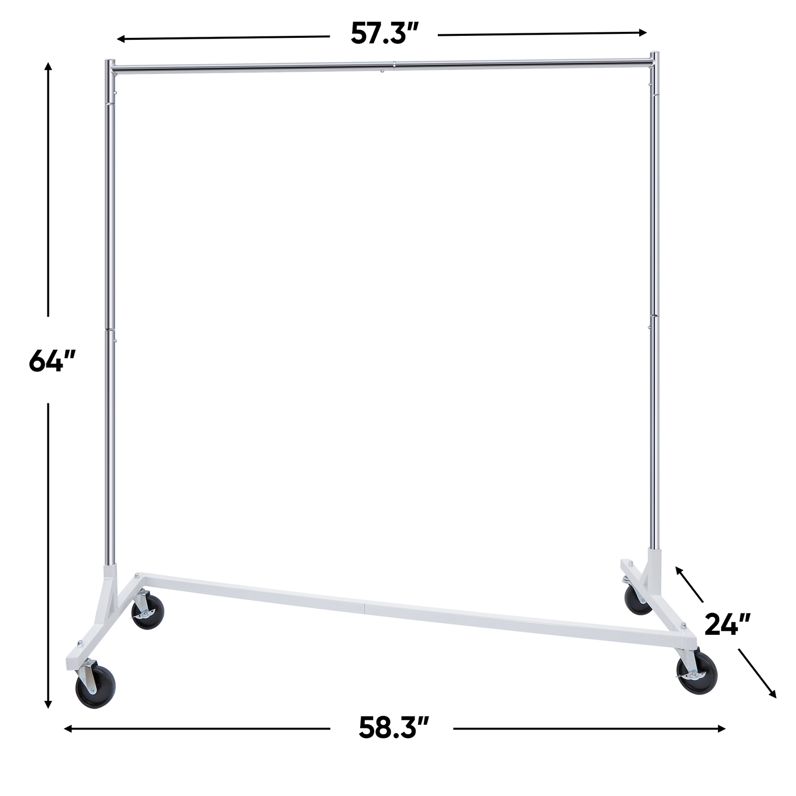 Commercial Garment Rack Rolling Collapsible Clothing Shelf Z-Base w/ Wheels