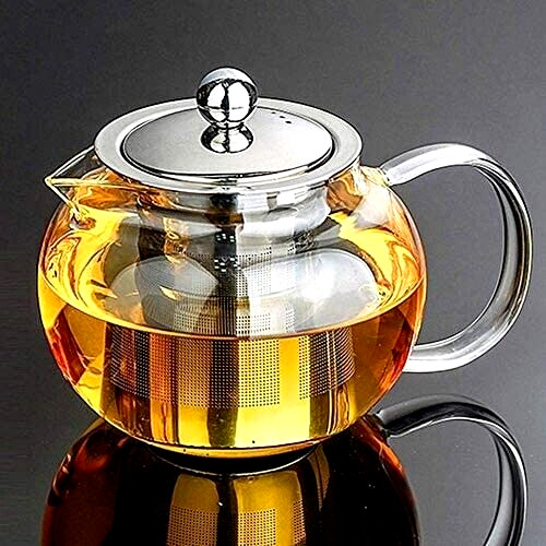 Clear Glass Tea Pot With Steel Infuser Leaf Teapot Stovetop Safe 22Oz 660ml