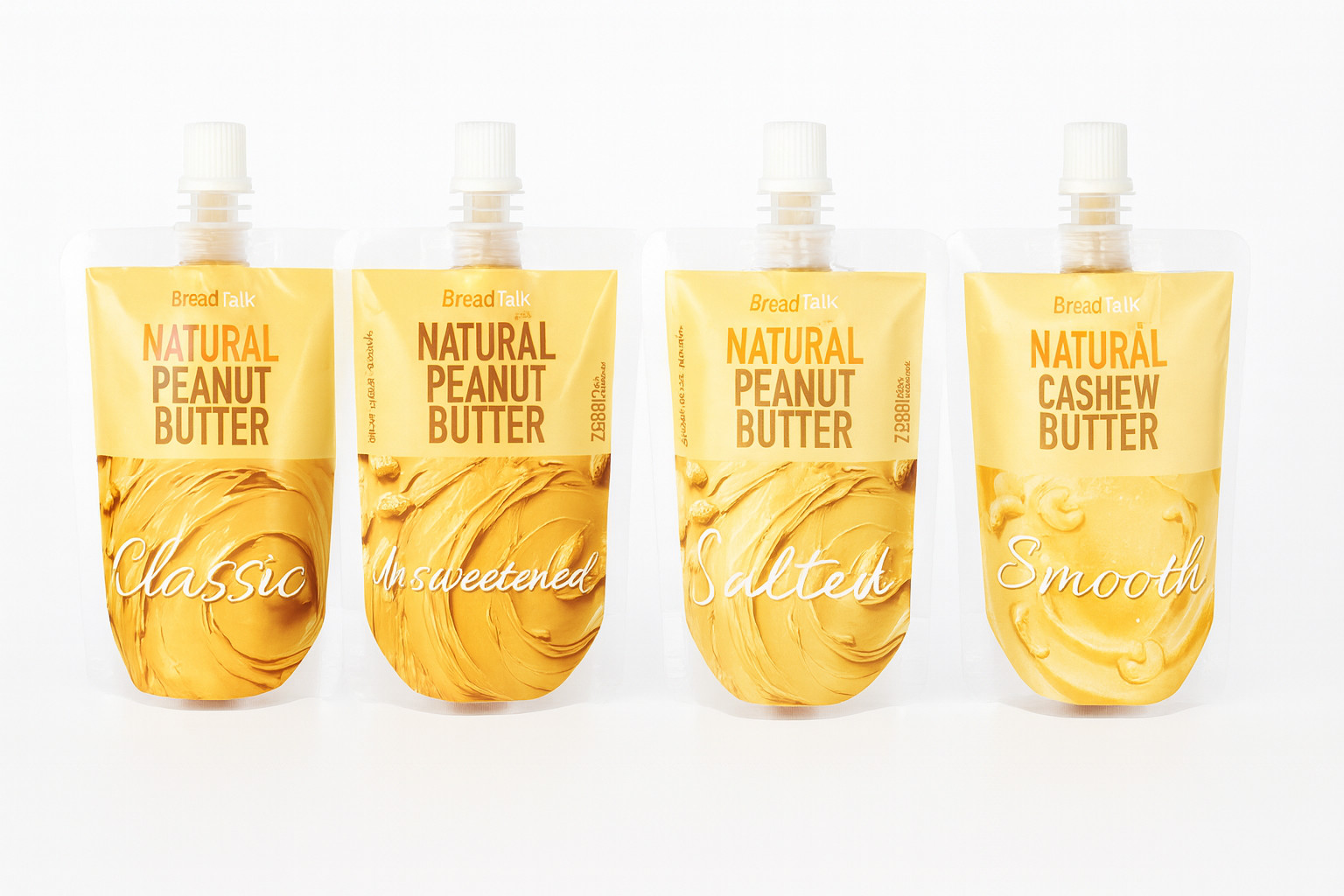 4 Pcks Natural Peanut Butter & Cashew Nut Butter BreadTalk Company Myanmar Burma