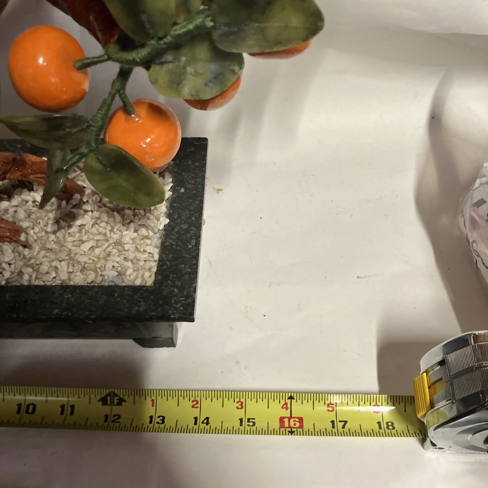 Large Mandarin Orange Jadeite Leaves Bonsai Tree Feng Shui Marble large Stone