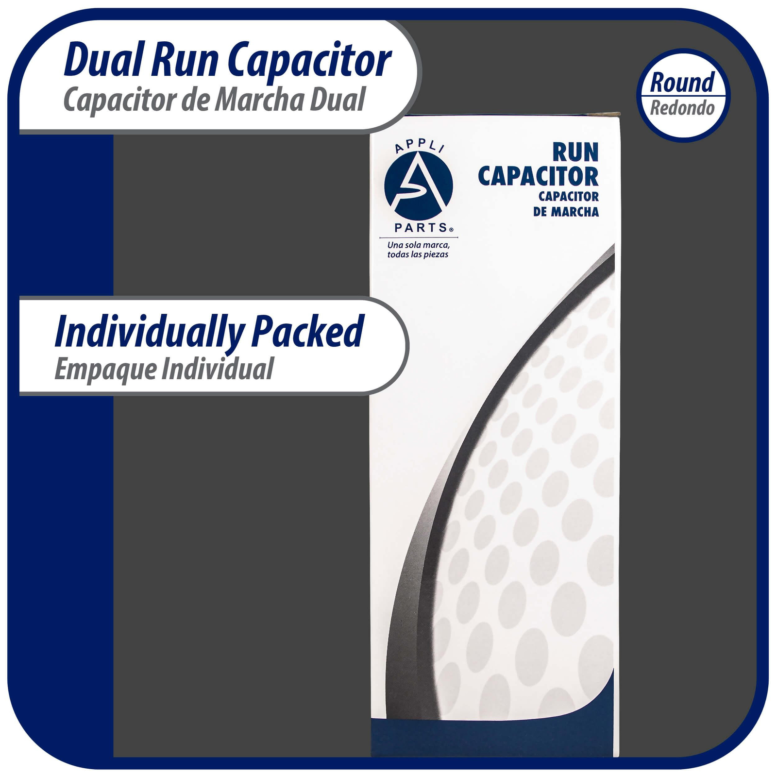 Appli Parts Dual Run Capacitor for ac 80+10 Mfd uF (microfarads) 370VAC or 450VA