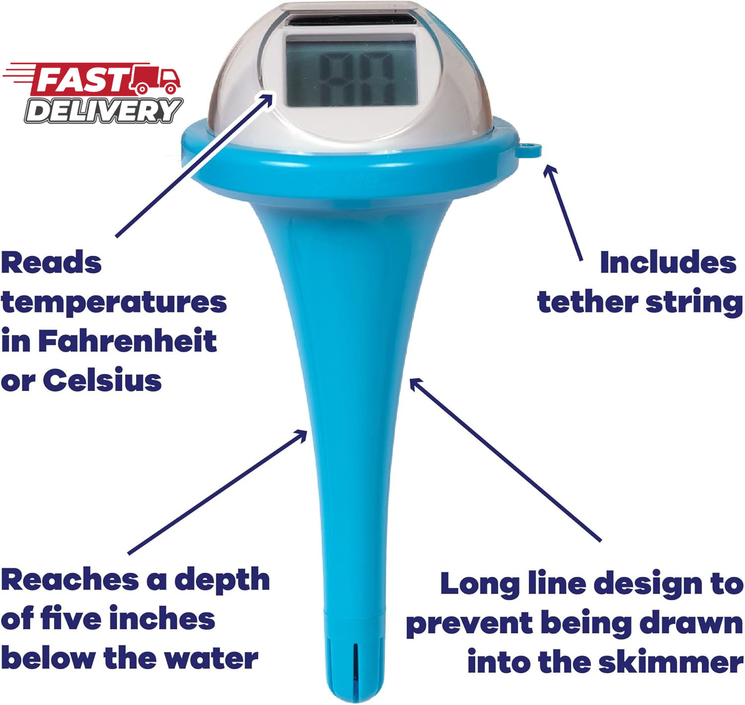 GAME Pool Thermometer- Large Display, Easy to Read, Shatter Resistant Casing, fo