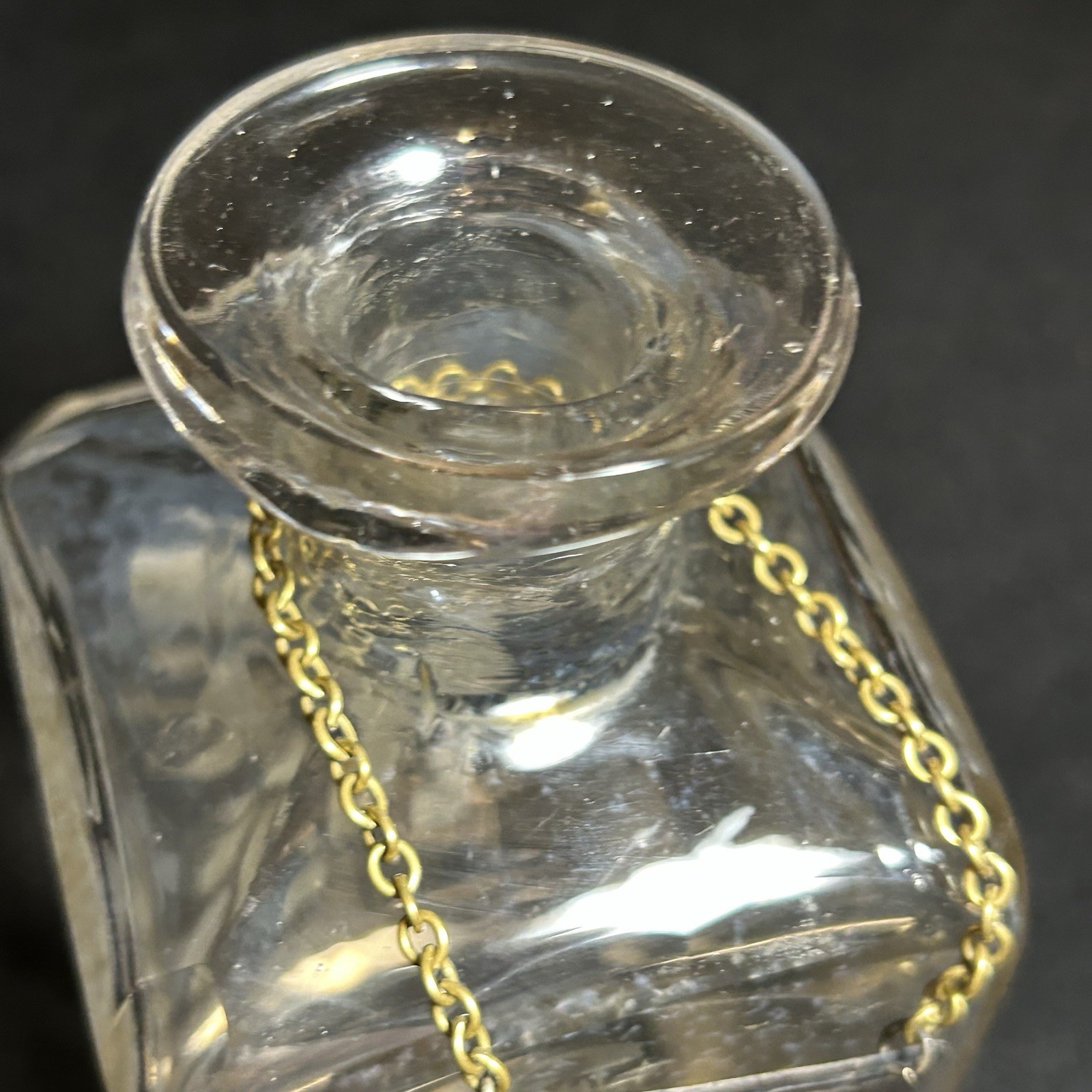 Antique Edwardian Etched Crystal Decanter “Scotch” Silverplate Plaque England