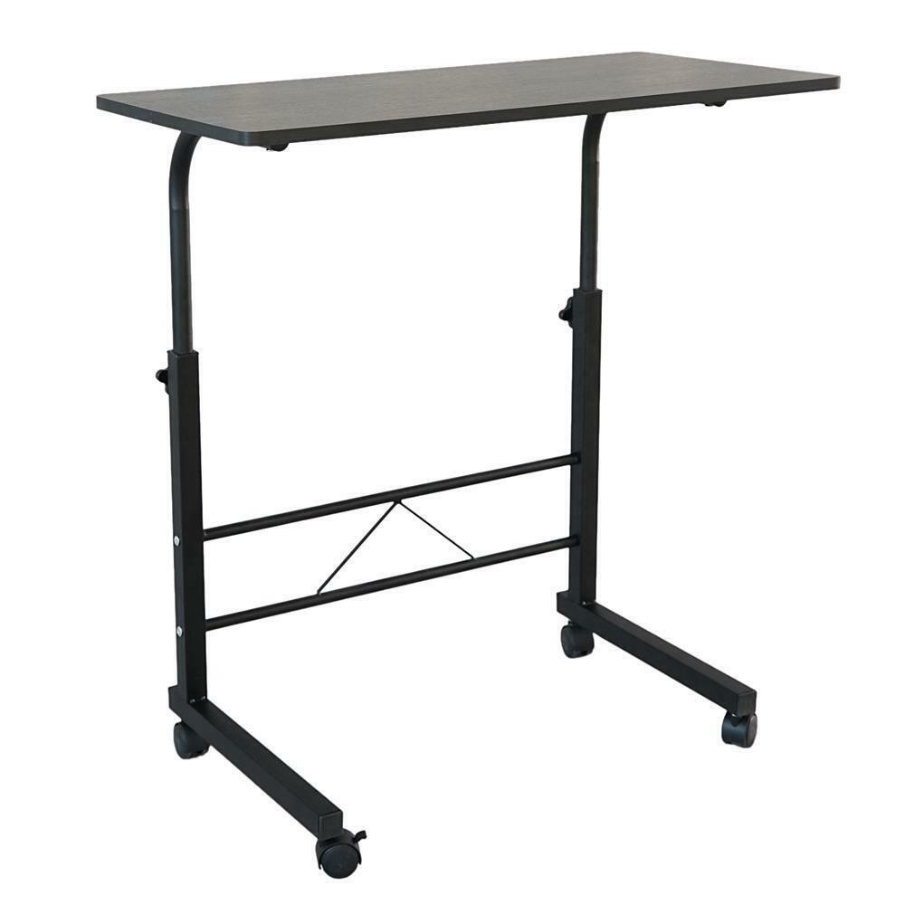 Height Adjustable Rolling Laptop Desk Over Sofa Bed Notebook Table Stand Black