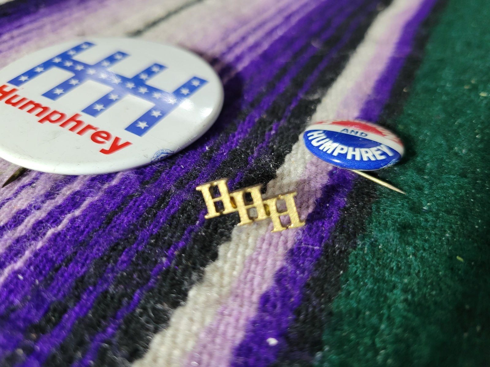 3 HHH HUMPHREY Muskie Vote campaign pins