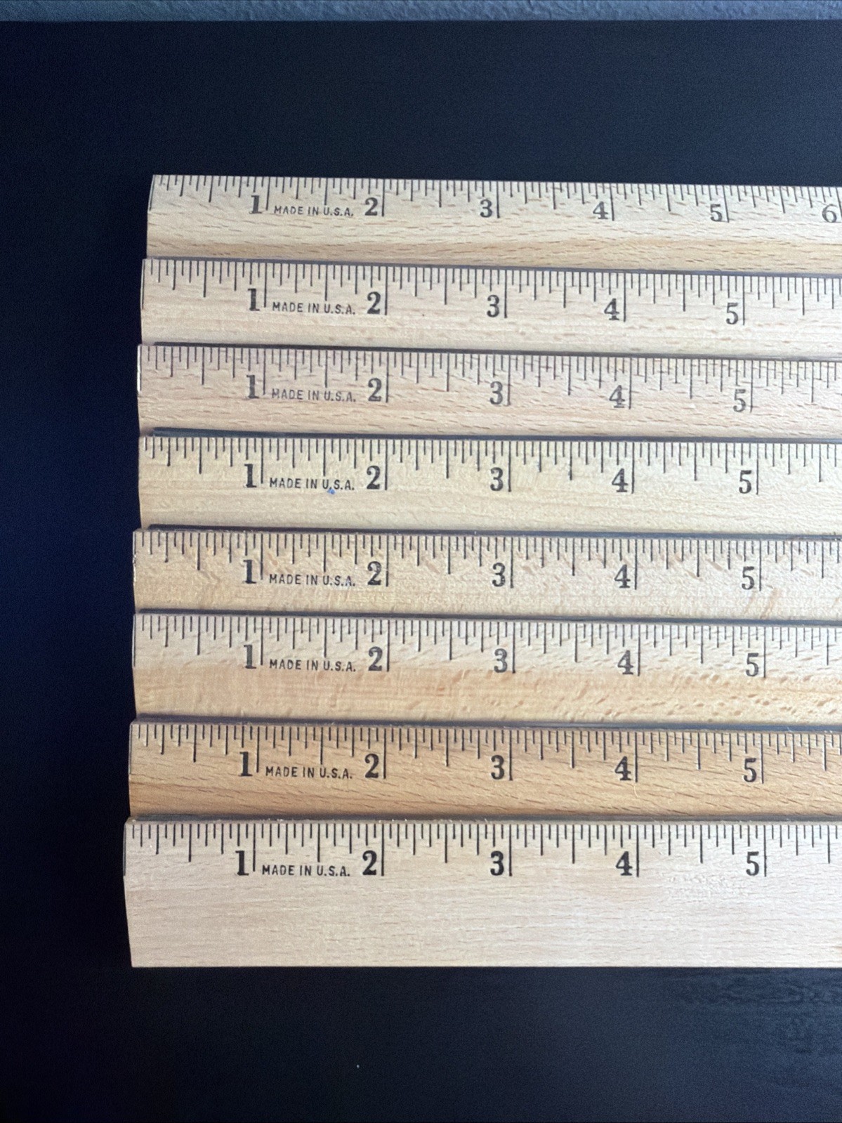 Lot 8 Vintage Wood Wooden Rulers 15 Inch Made in USA Unbranded School Craft