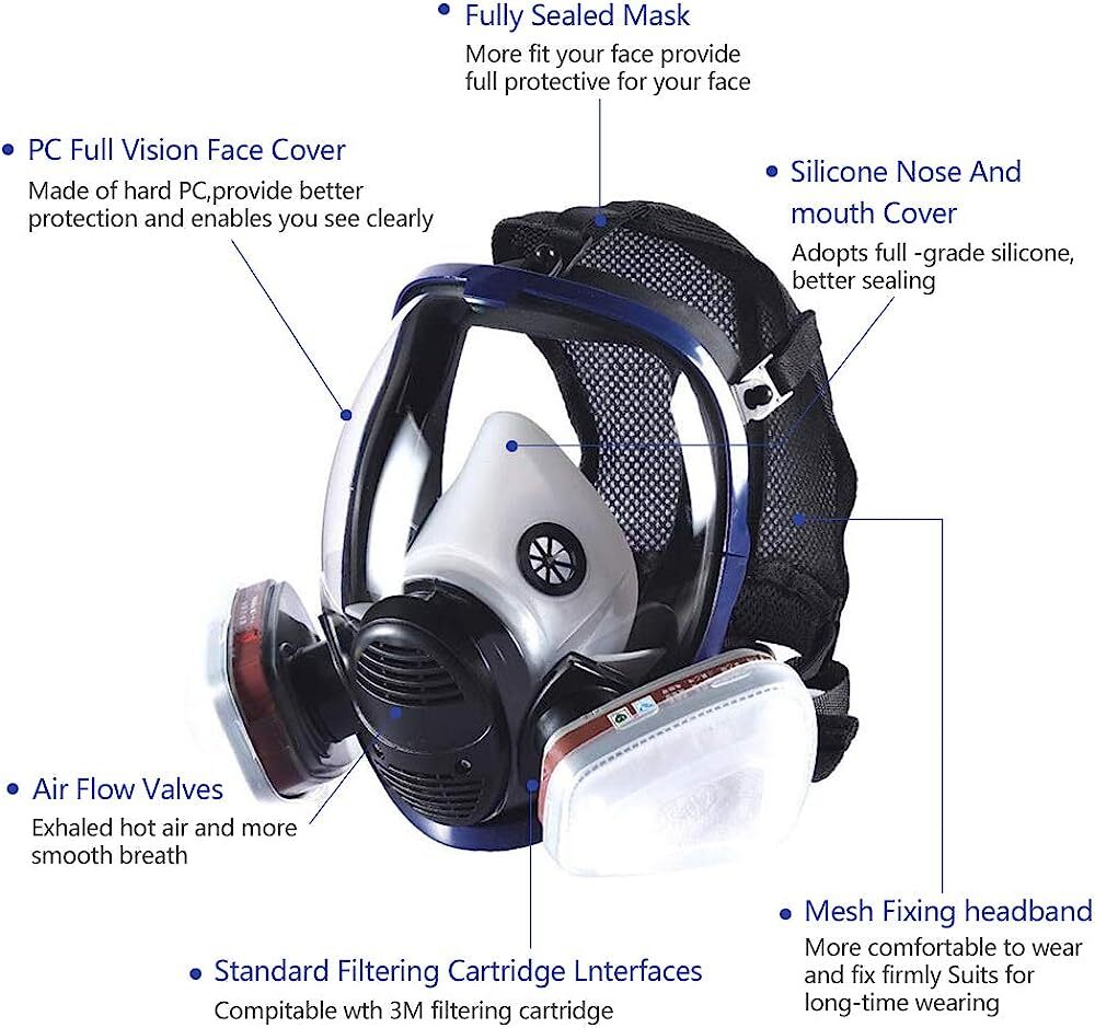 Large Respirator Gas Mask 15 in 1 Full Face Spraying Painting For 6800 Facepiece