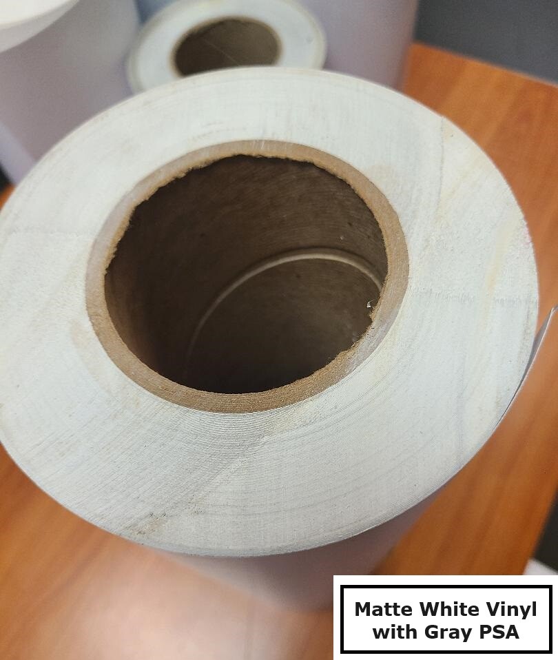 3.4mil Gloss & Matte White Vinyl Decal Sticker Gray-Back Permanent Adhesive