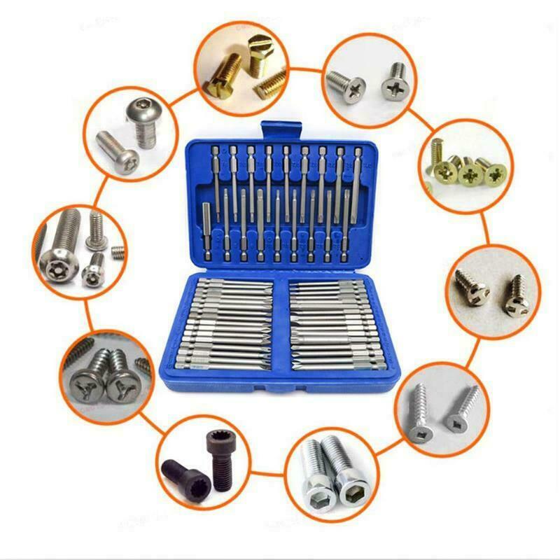 50Pc Long 75Mm Hex Torx Star Security Bit Set Tamper Proof Screwdriver With Case