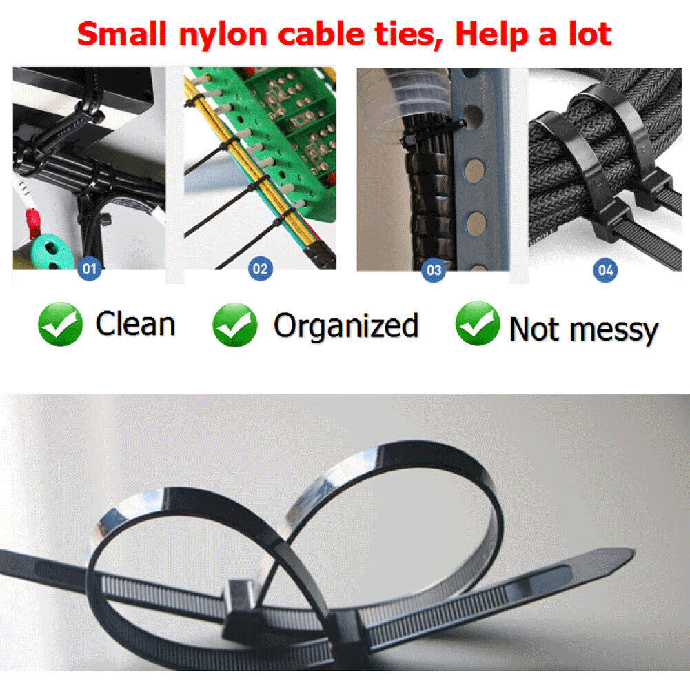100 BLACK CABLE ZIP TIES Heavy Duty UV Resistant UL 4 6 8 10 12 15 18 24" & 36"