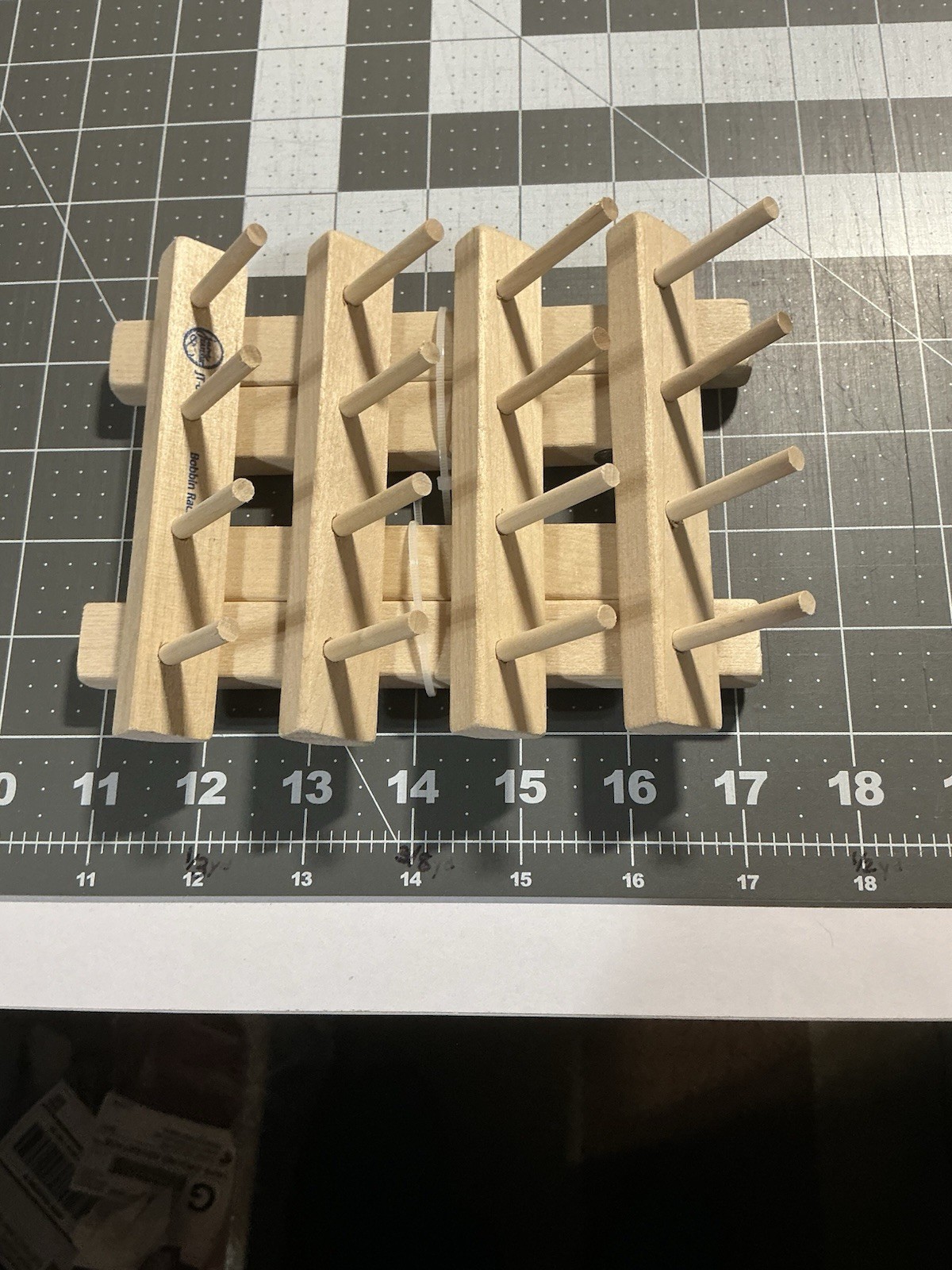 June Tailor Wooden Bobbin Rack 16 Pin, Holds 3 Bobbins Per Pin