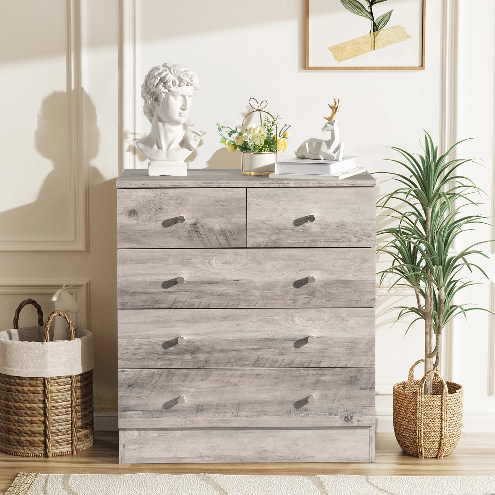 Wood Dressers for Bedroom Hallway Home Office for Bedroom Closet Rustic Gray