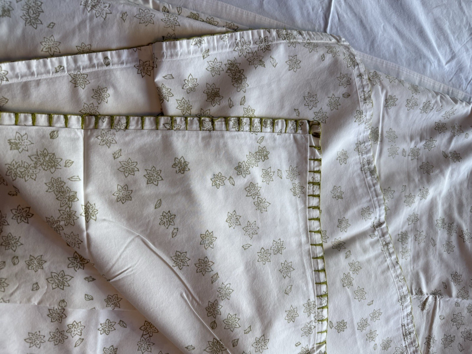 TWIN John Robshaw Organic Cotton Sage Green floral Duvet Cover - Owned (2 Avail)