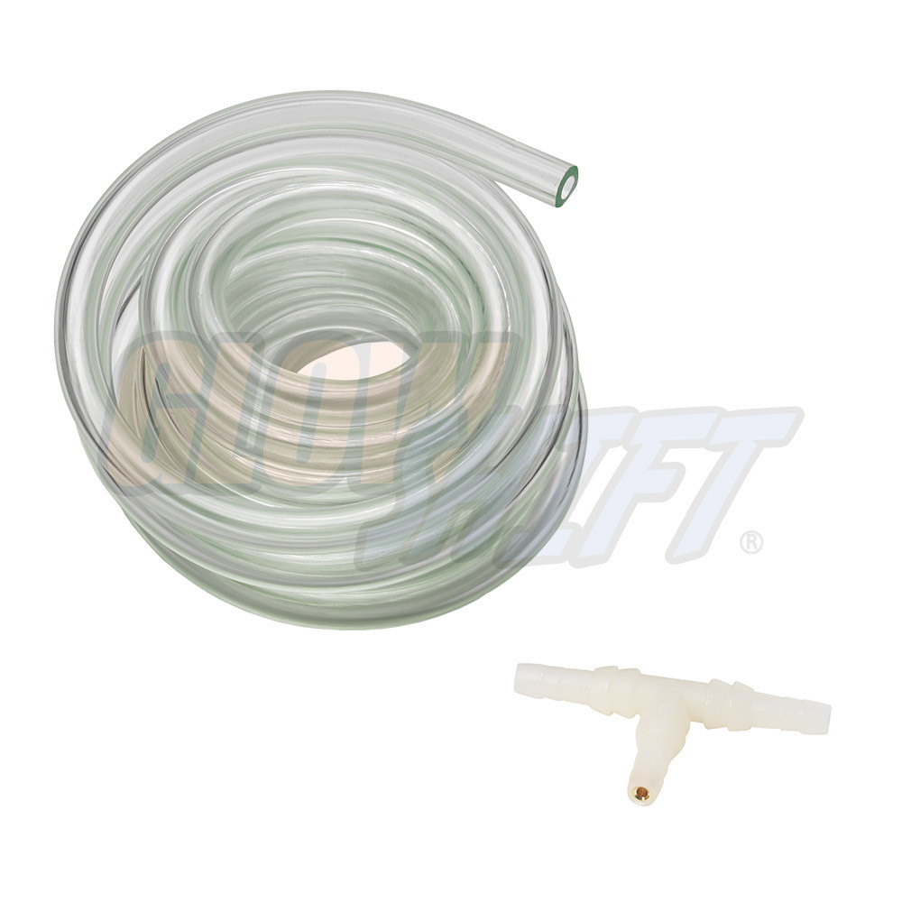 GlowShift Replacement 6' Clear PVC Boost/Vacuum Gauge Hose Kit w T-Fitting