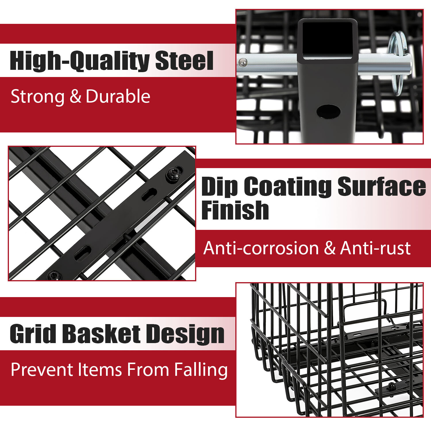 Folding Rear Basket Accessory For Mobility Scooters Power Chairs w/Hitch Receive
