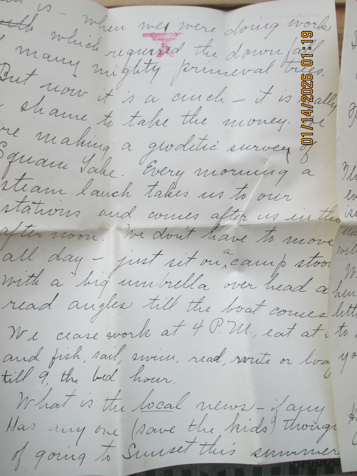 1901 Harvard Engineering Camp Squam Lake Ashland NH letter