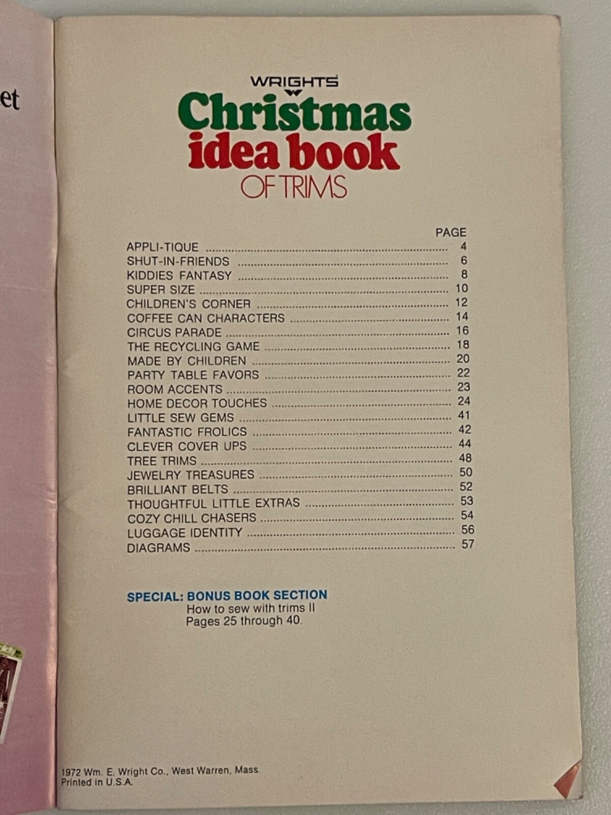 Vtg 1972 Wright's Christmas Idea Book Of Trims Craft Booklet 100 Things to Make