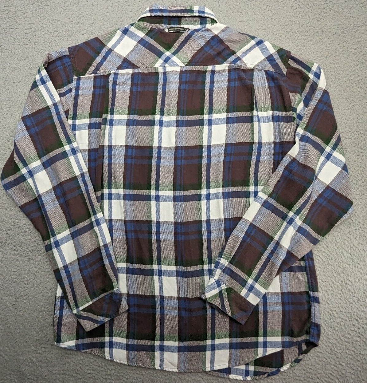 EX OFFICIO Shirt Men's Large Purple Plaid Flannel LS Outdoor Mid-weight