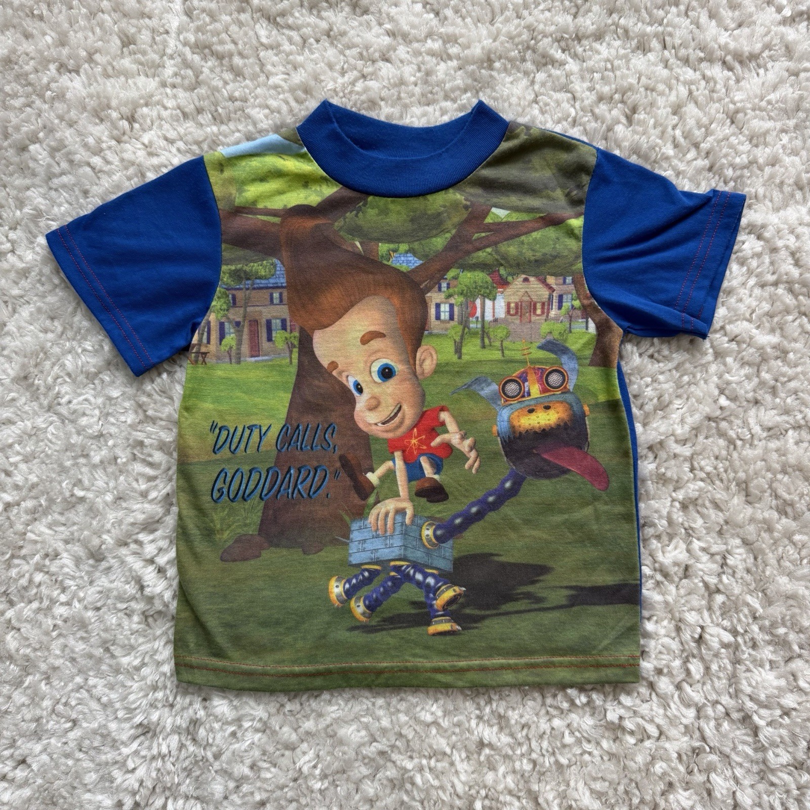 Vtg 03’ Kids Jimmy Neutron Boy Genius Shirt 4/5 Duty Calls Goddard Y2K Nostalgic
