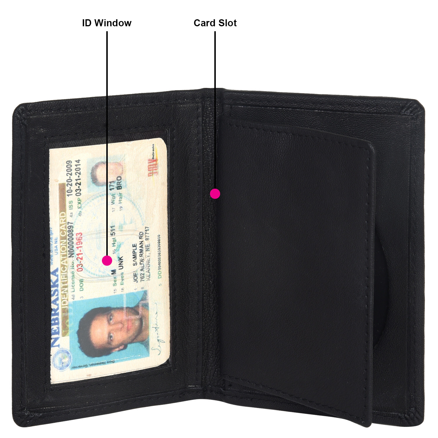 POLICE ID BADGE HOLDER SHIELD BADGE BIFOLD NEW BLACK GENUINE LEATHER