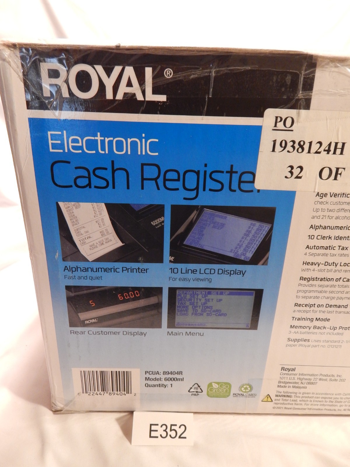 New! Royal 6000ML Black Electronic Cash Register, Thermal Printer, LCD Display
