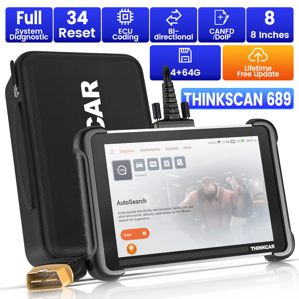 2025 ThinkScan 689 Full Diagnostic Tool E.CU Coding Bidirectional FCA Scanner US