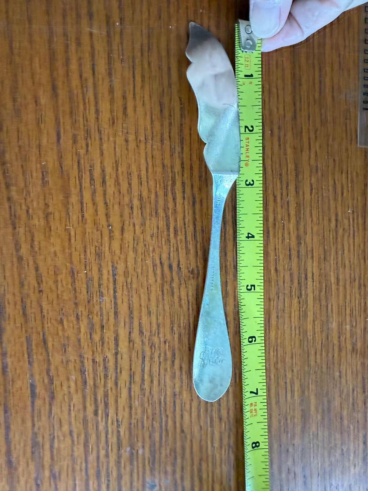 Beautiful antique Coin silver Butter knife spreader bright-cut Palmer Bachelder