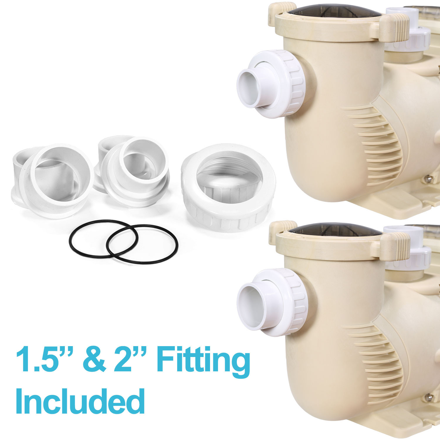 XtremepowerUS 3HP Swimming Pool Pump Variable Speed Inground Pool 1.5/2" Adapter