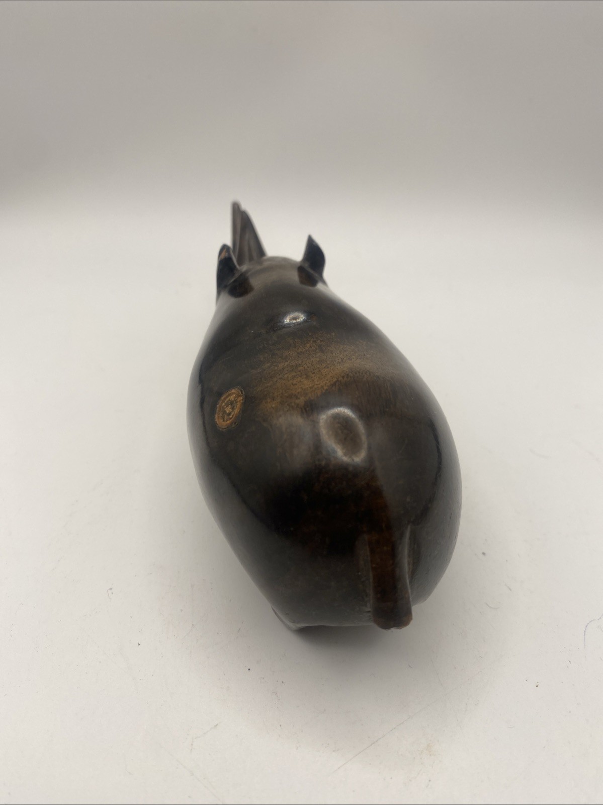 VTG African Hand Crafted Ebony Or Ironwood Rhinoceros Sculpture Figurine 6x2”