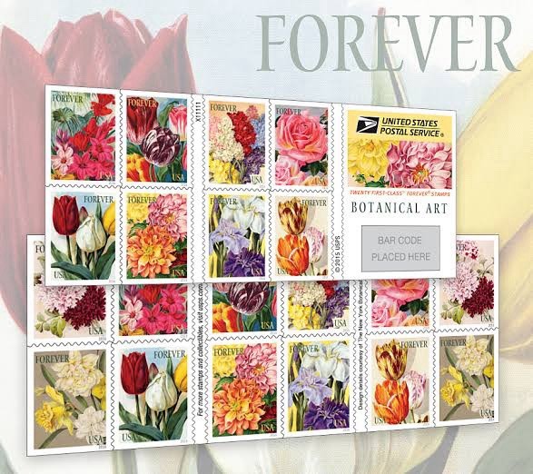 USPS Postage Stamps Sheet of 20 First Class Letter Plant Art