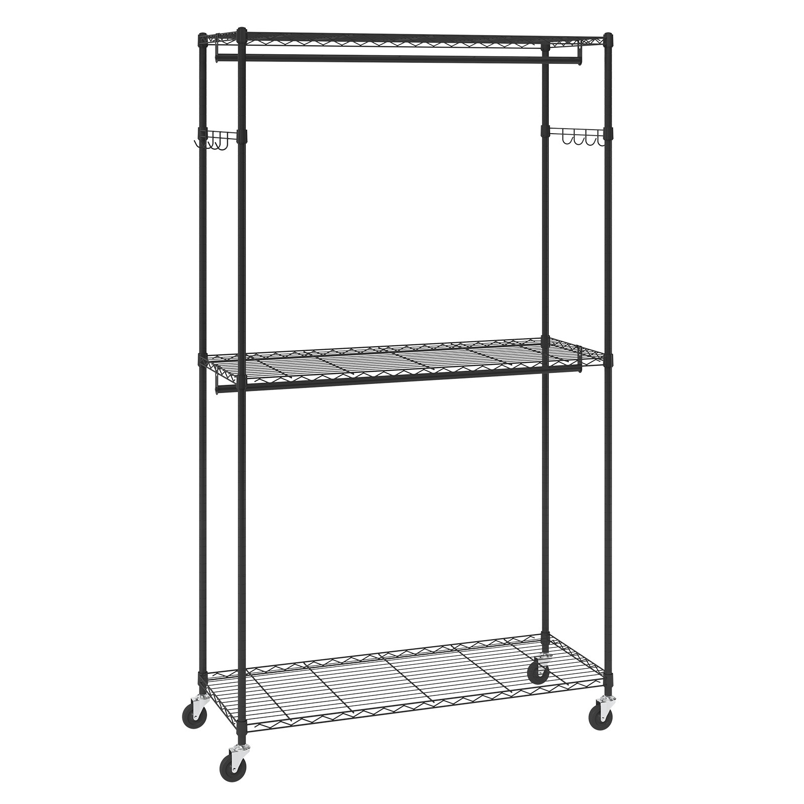Uimoso Clothes Rack Rolling Clothing Garment Rack with 3 Storage Tiers 400 lbs