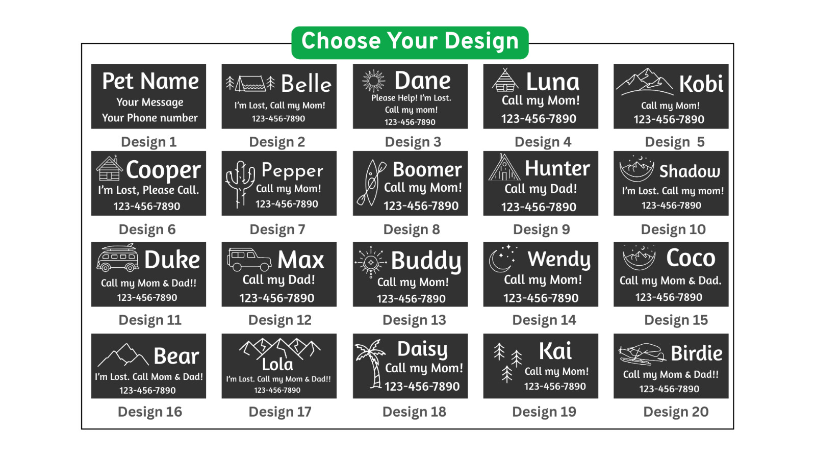 Personalized Slide-On Collar Pet ID Tag, Dog Cat Tag with Name + Contact Info