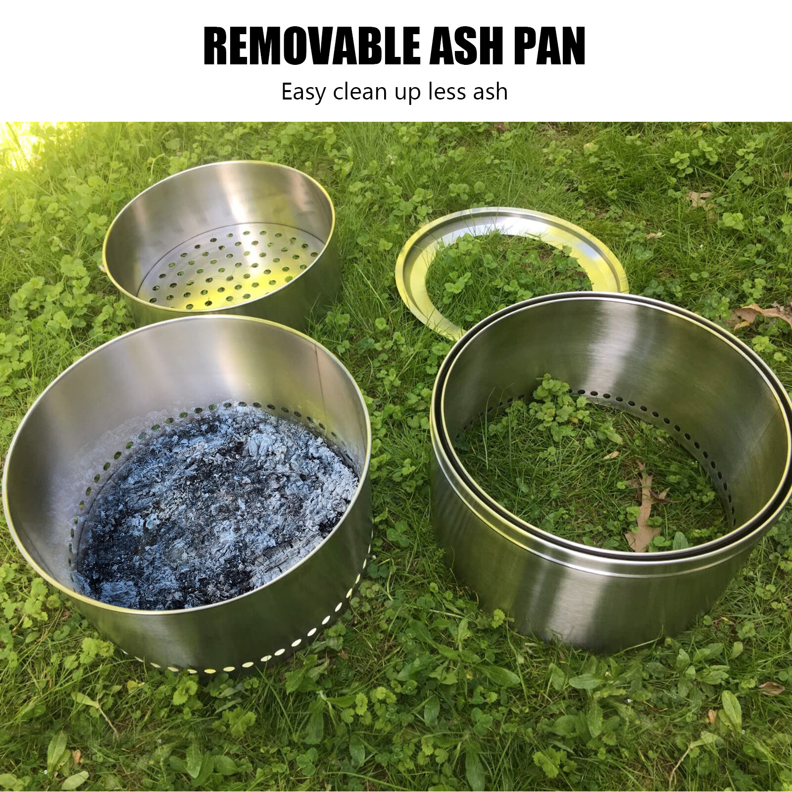 19 Inch Smokeless Fire Pit Portable Outdoor Wood Burning Firepit Stainless Steel