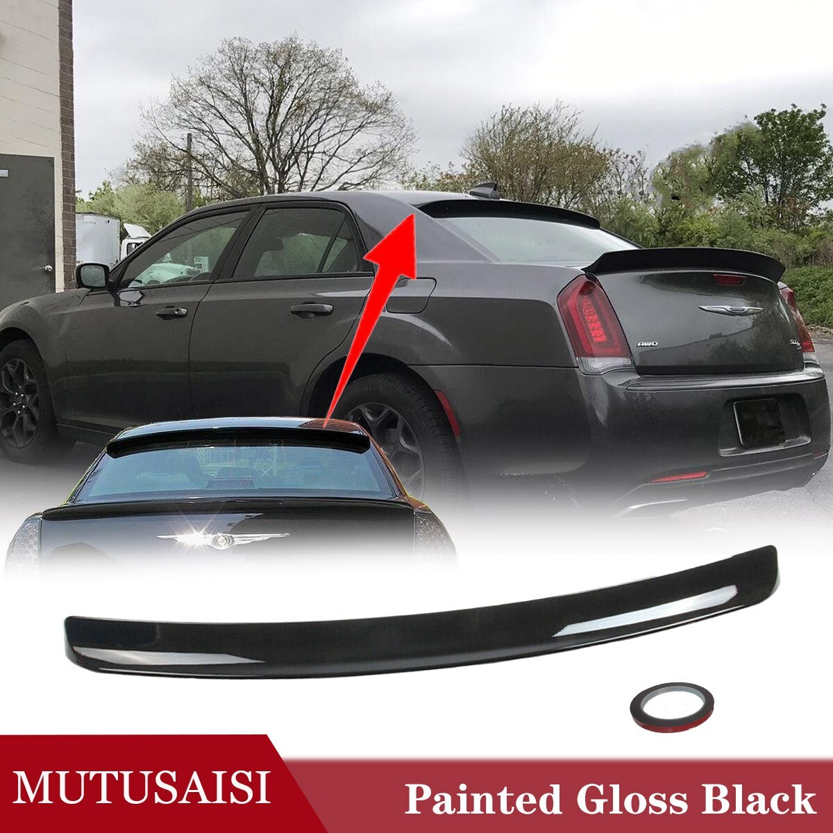 For CHRYSLER 300 300C 300S 2011-2023 Rear Window Roof Spoiler Wing Gloss Black