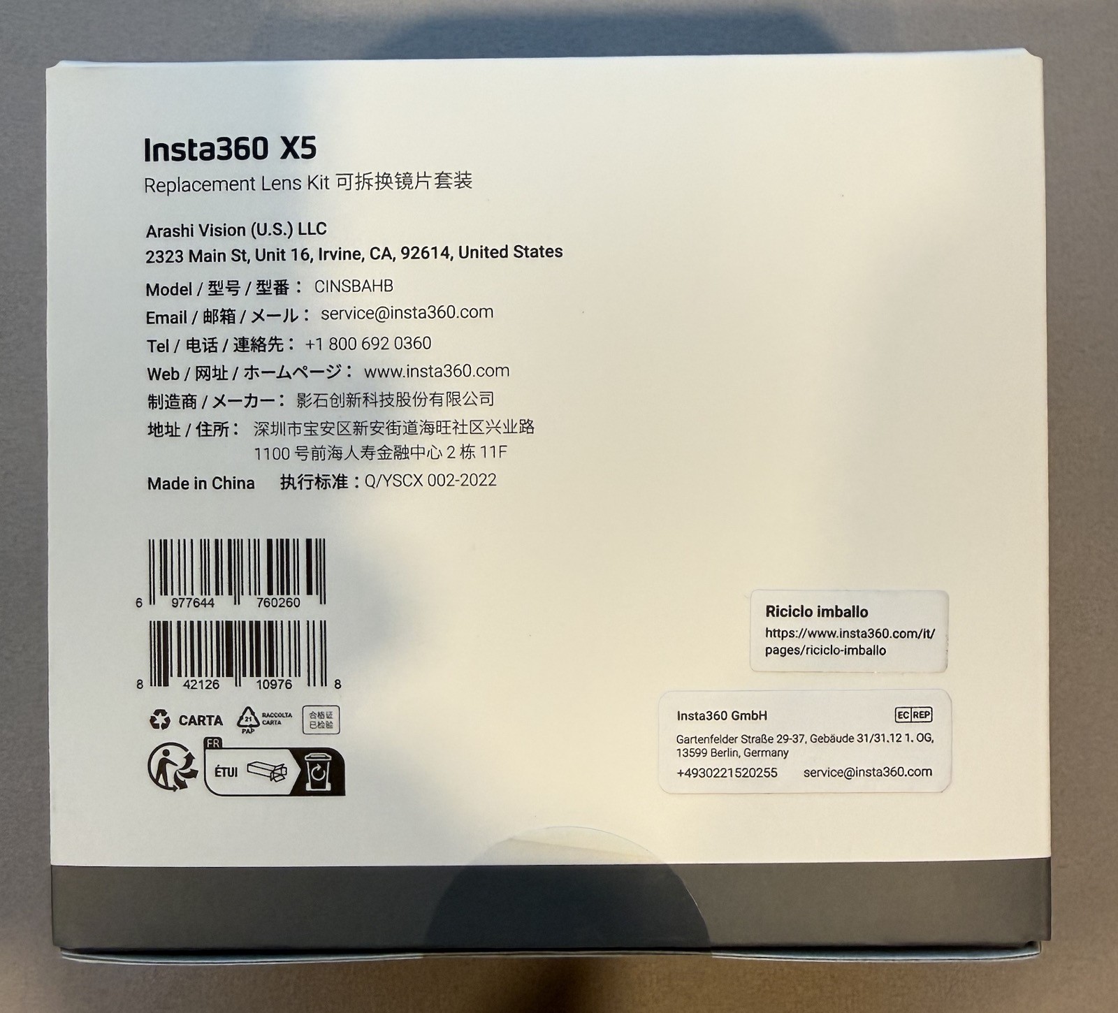 Brand New Insta360 X5 Replacement Lens Kit (Original) CINSBAHB