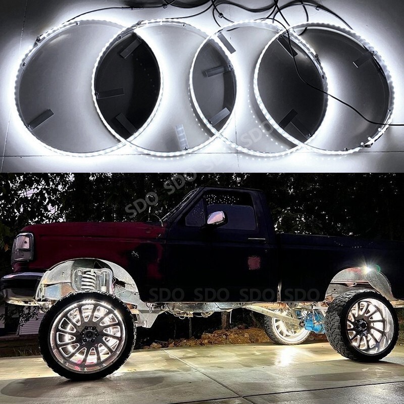 17.5'' Solid Color LED Wheel Lights For Truck Rim Lights White Strobing w/Switch