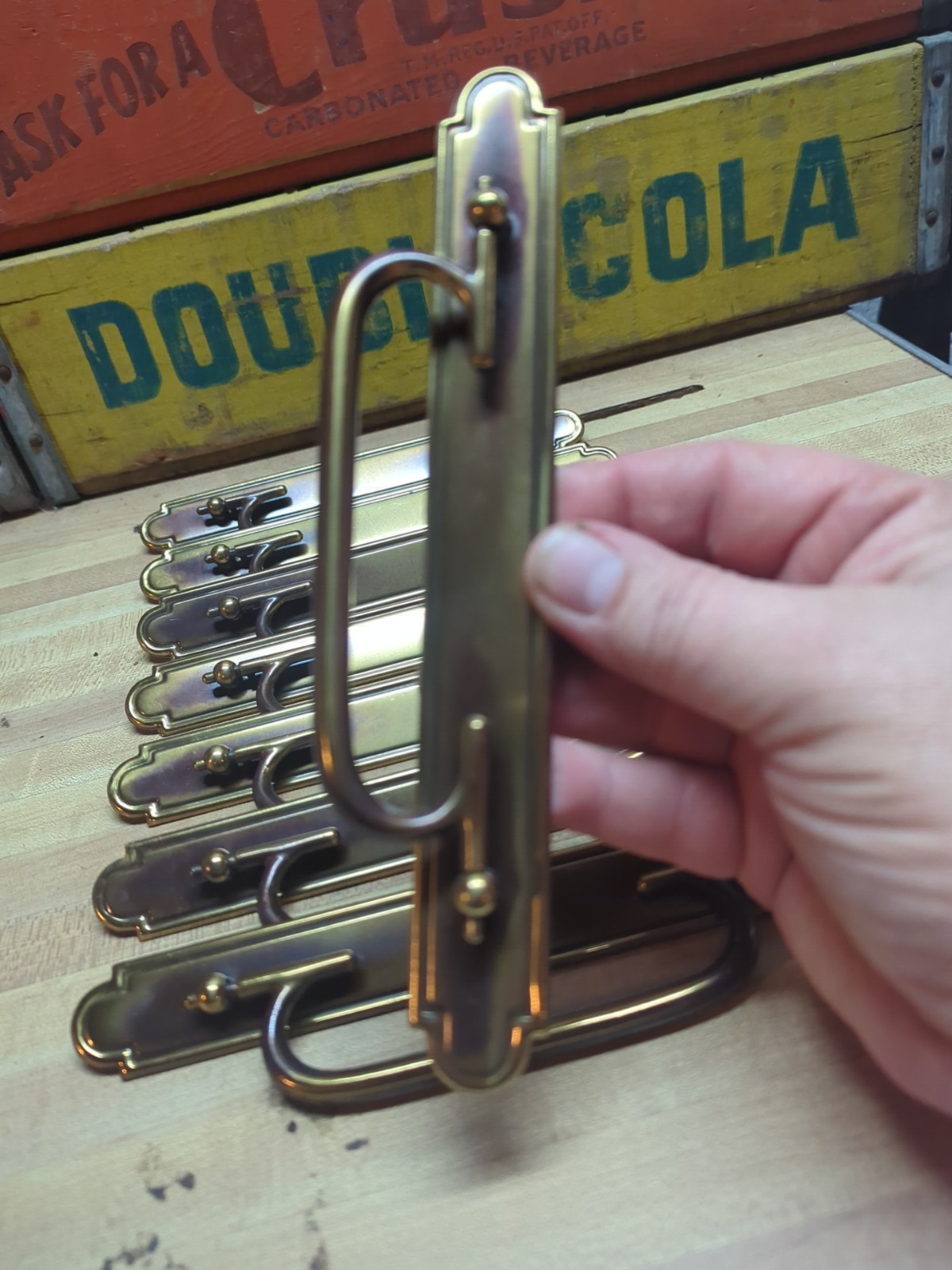 Lot of 8 NOS Vintage Burnished Brass Drawer Pulls, 8" Long