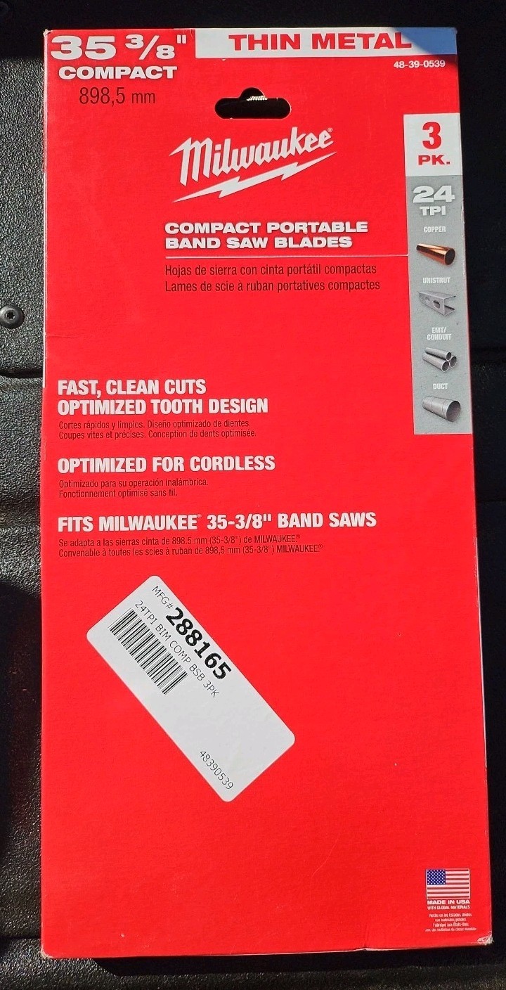 Milwaukee 48-39-0539 35-3/8-Inch 24-TPI Compact Portable Band Saw Blade - 3pk
