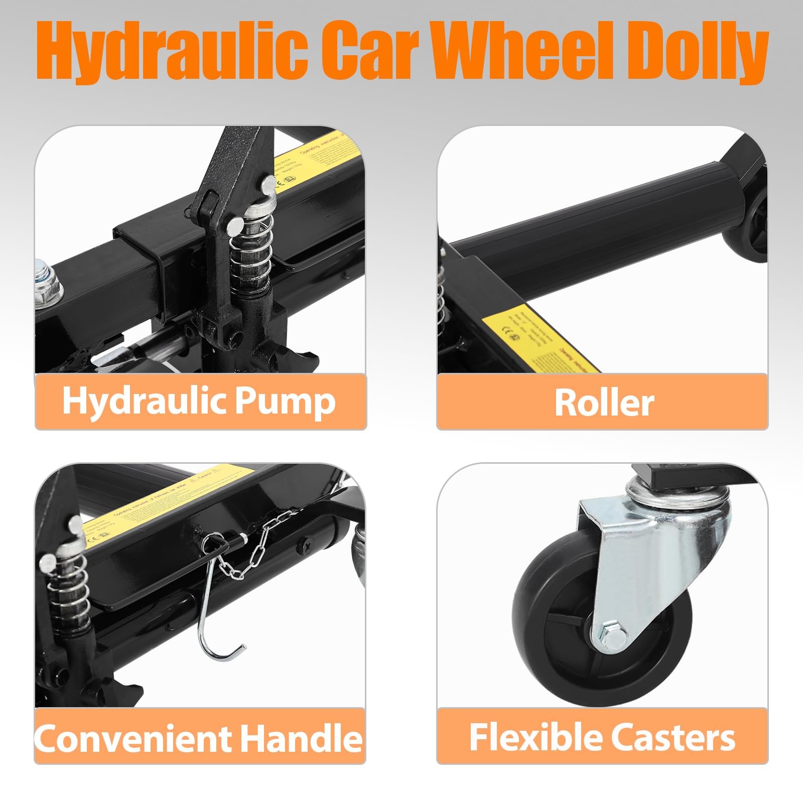 4 PCS Car Wheel Dolly 6000 Lbs Heavy Duty Hydraulic Vehicle Positioning Jacks