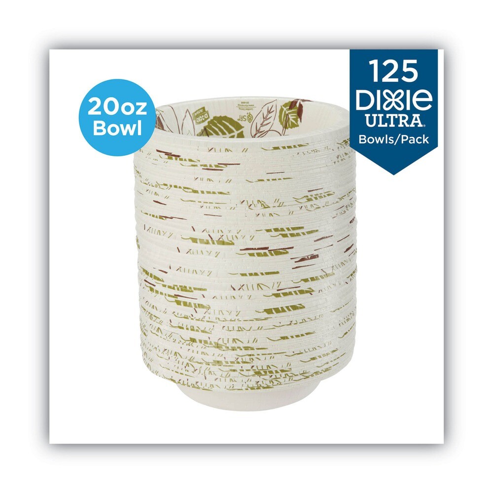 Dixie SX20PATHPK Pathways 20 oz. Paper Bowls - WT/GN/BURG (125/PK) New