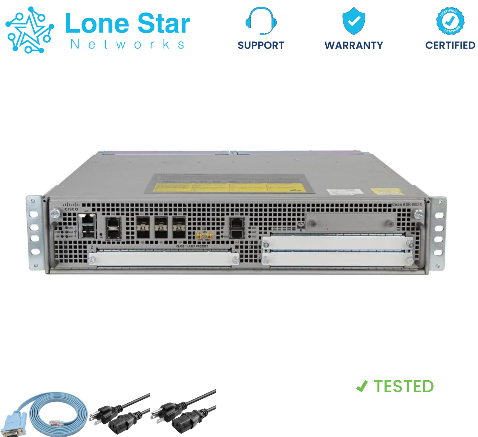 Cisco ASR1002-X  ASR1000 Series Router with Dual Power Supply-  5 Year Warranty