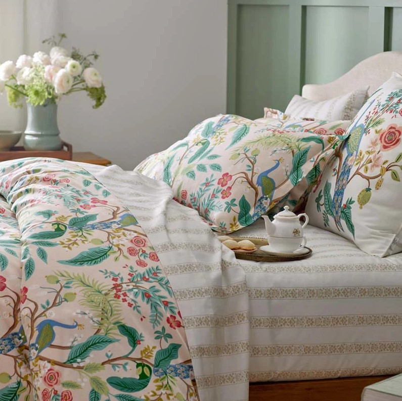 Rifle Paper Co Peacock Classic Smooth Sateen Duvet Cover