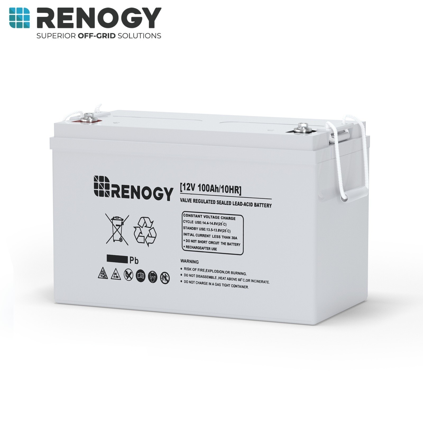 Renogy Deep Cycle AGM Battery 12 Volt 100Ah 1100A Max Discharge Current Off-Grid