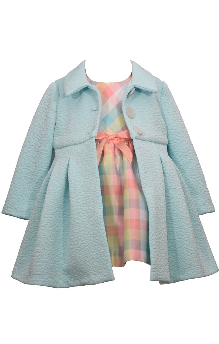 Bonnie Jean Baby Girls 0-9 Months Sleeveless Plaid Taffeta Easter Coat Dress Set