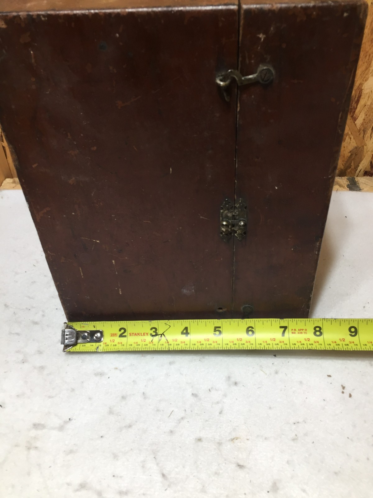 Antique Circa 1930s Hand Made Wood Chest 10" X 8" X 4" Top Compartment Lock