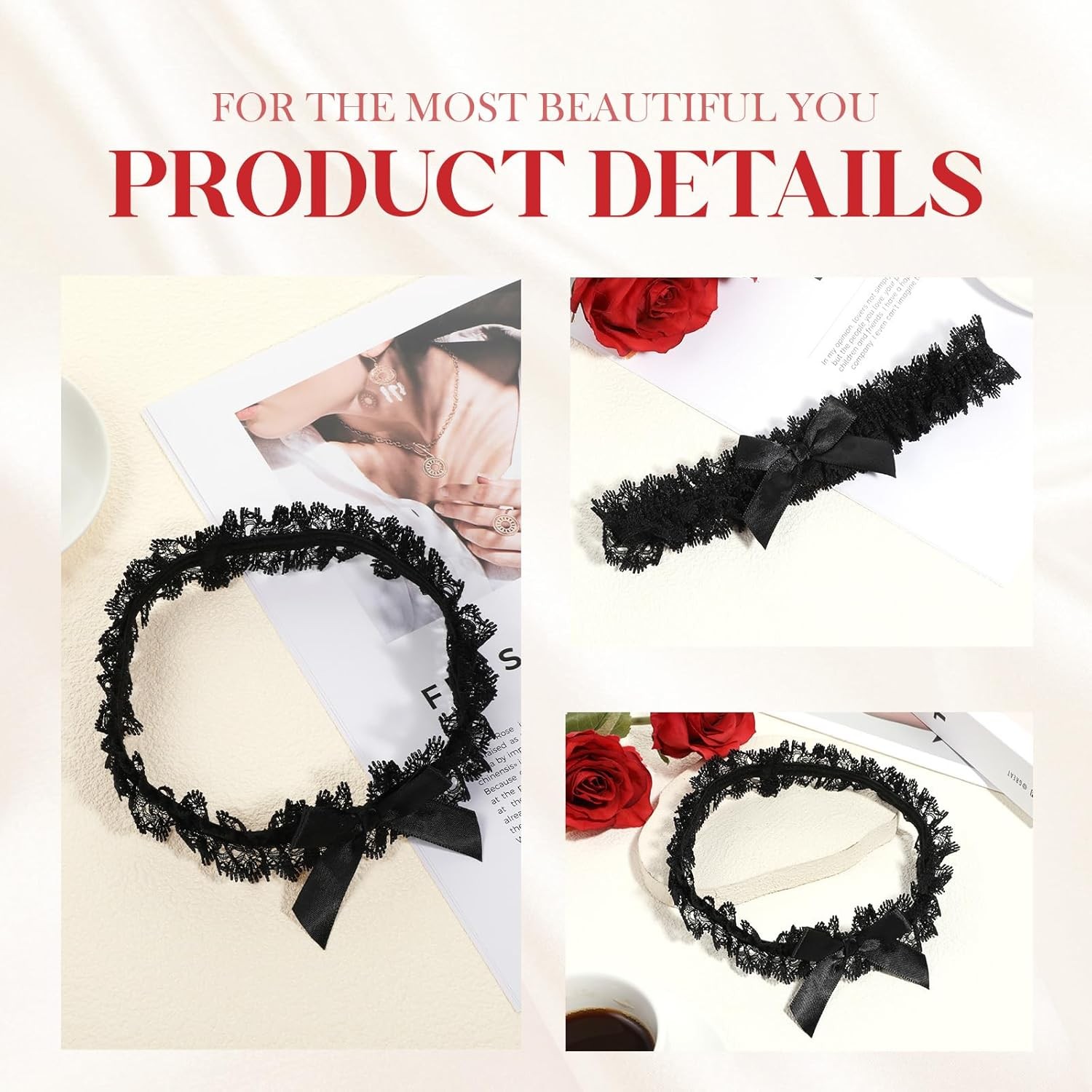 2 Pcs Adjustable Lace Thigh Garters, Women's Garter Belt,...