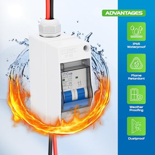 Solar Panel Disconnect Switch, 50 Amp DC 1000V Breaker Box PV DC1000V 50A