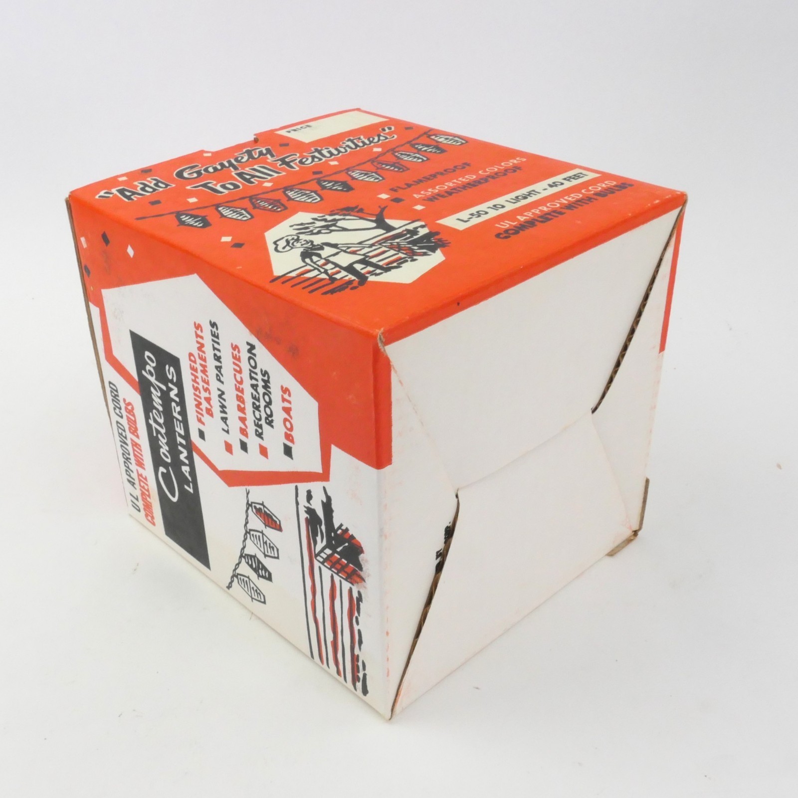 vintage mid century plastic patio lantern tiki string lights new in original box