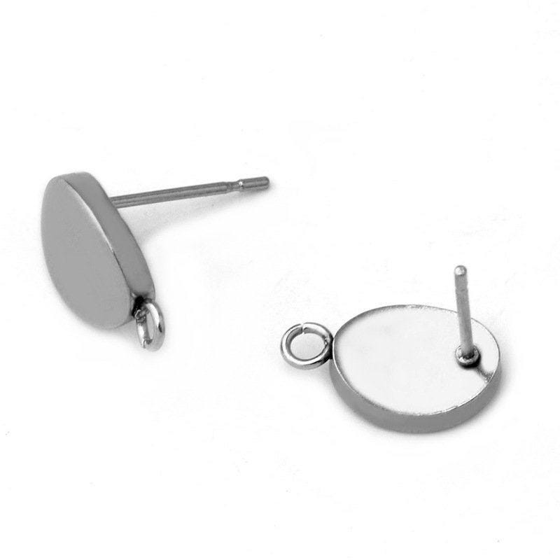 16PCS Stainless Steel Thick Stud Earrings Component 7X9mm CES31